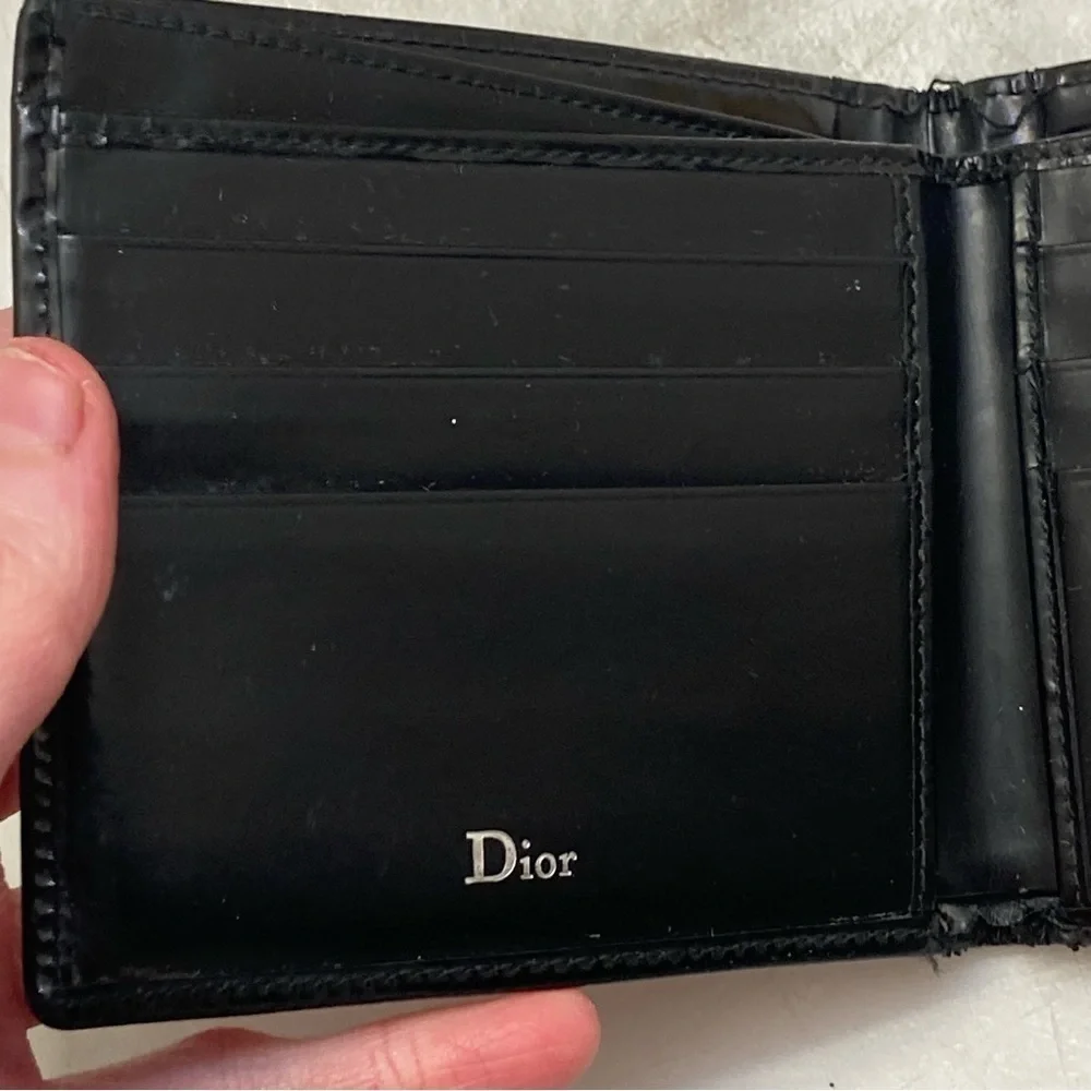 Christian Dior black leather mens wallet